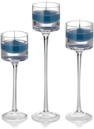 yummi Set of 18 Floating Candles and Monet Stem Holders - Sapphire