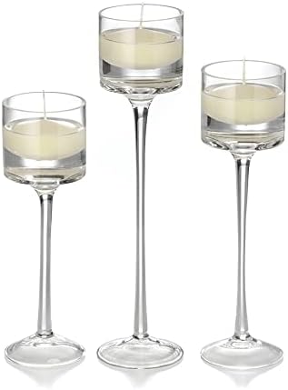 yummi Set of 18 Floating Candles and Monet Stem Holders - Ivory