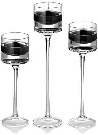 yummi Set of 18 Floating Candles and Monet Stem Holders - Black