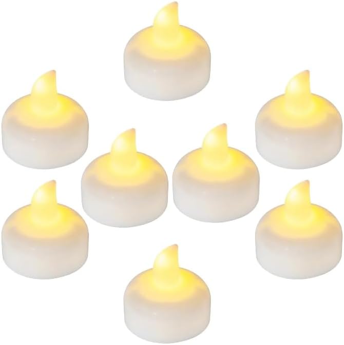 24pcs Warm White Flameless Waterproof LED Floating Candles,Battery Powered Outdoor Waterproof Flashing Tea lamp Voting Candle for Aquatic Ambiance - Wedding, Party, Spa