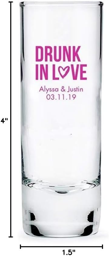WEDDINGSTAR Personalized 2.5oz Tall Shot Glass Customizable Full Color Print - 12 pack