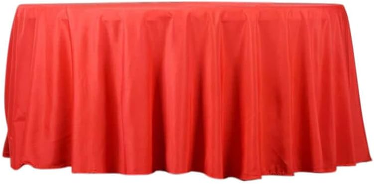Efavormart Round Tablecloth, 132 Inch Stain & Wrinkle Resistant Washable Table Cloth, Decorative Polyester Fabric Table Cover for Banquet, Wedding, Dining- Red