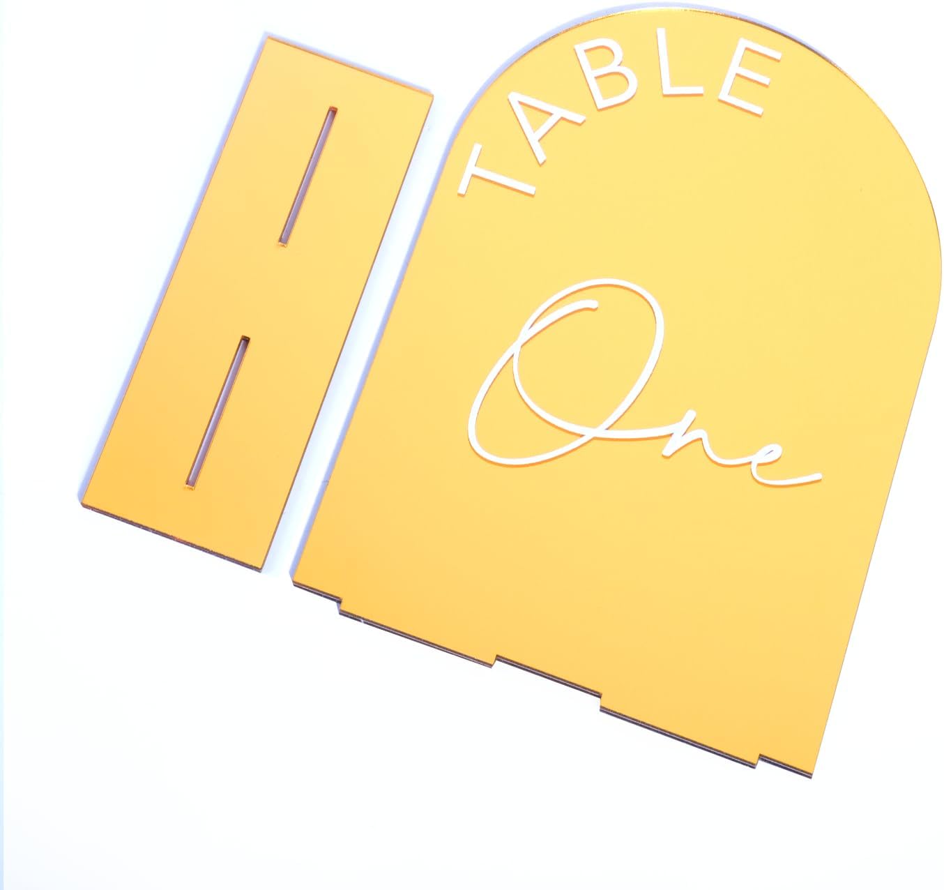 Gold Mirror Arch Wedding Table Numbers 1-10 with Stands, 5x7 Inch Acrylic Arch Sign with Holder for Wedding Reception Table Centerpiece Decoration(Gold Mirror)