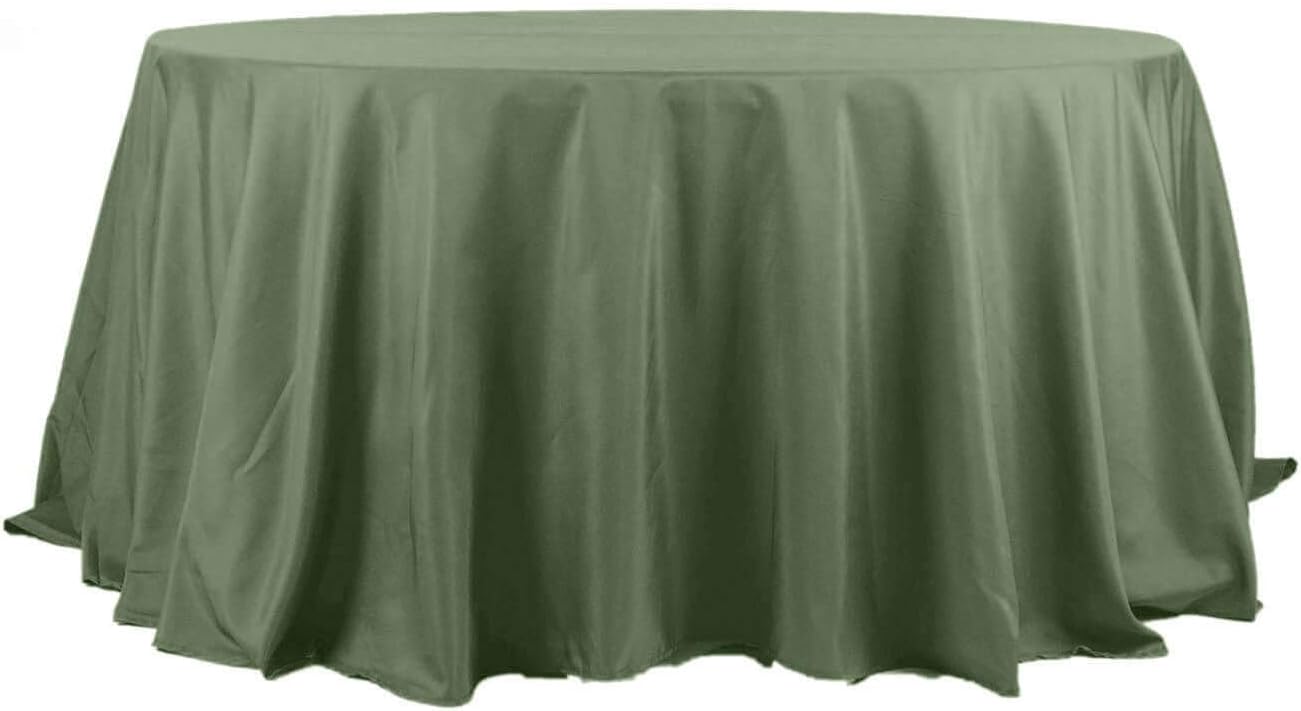 Efavormart Round Tablecloth, 132 Inch Stain & Wrinkle Resistant Washable Table Cloth, Decorative Polyester Fabric Table Cover for Banquet, Wedding, Dining- Olive Green