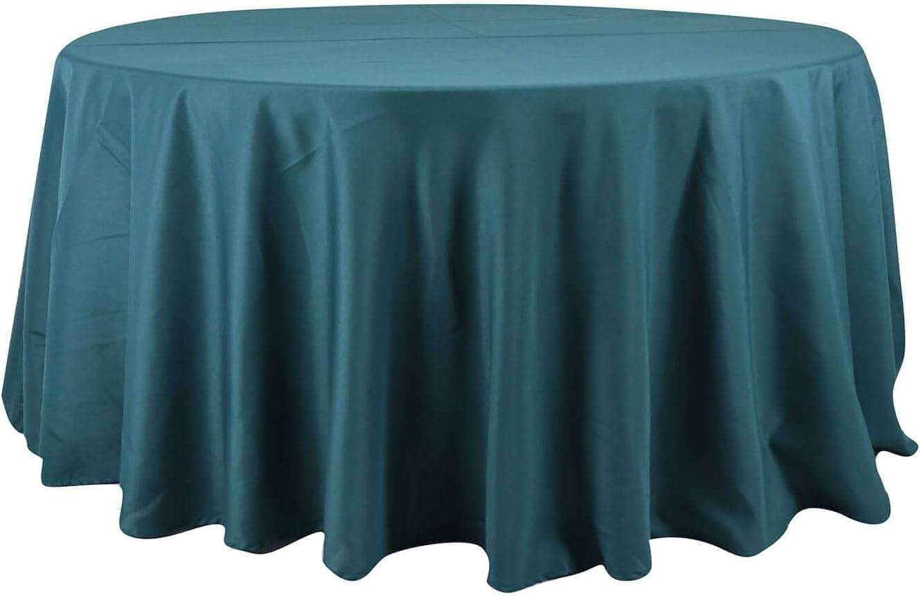 Efavormart Round Tablecloth, 120 Inch Stain & Wrinkle Resistant Washable Table Cloth, Decorative Polyester Fabric Table Cover for Banquet, Wedding, Dining - Peacock Teal