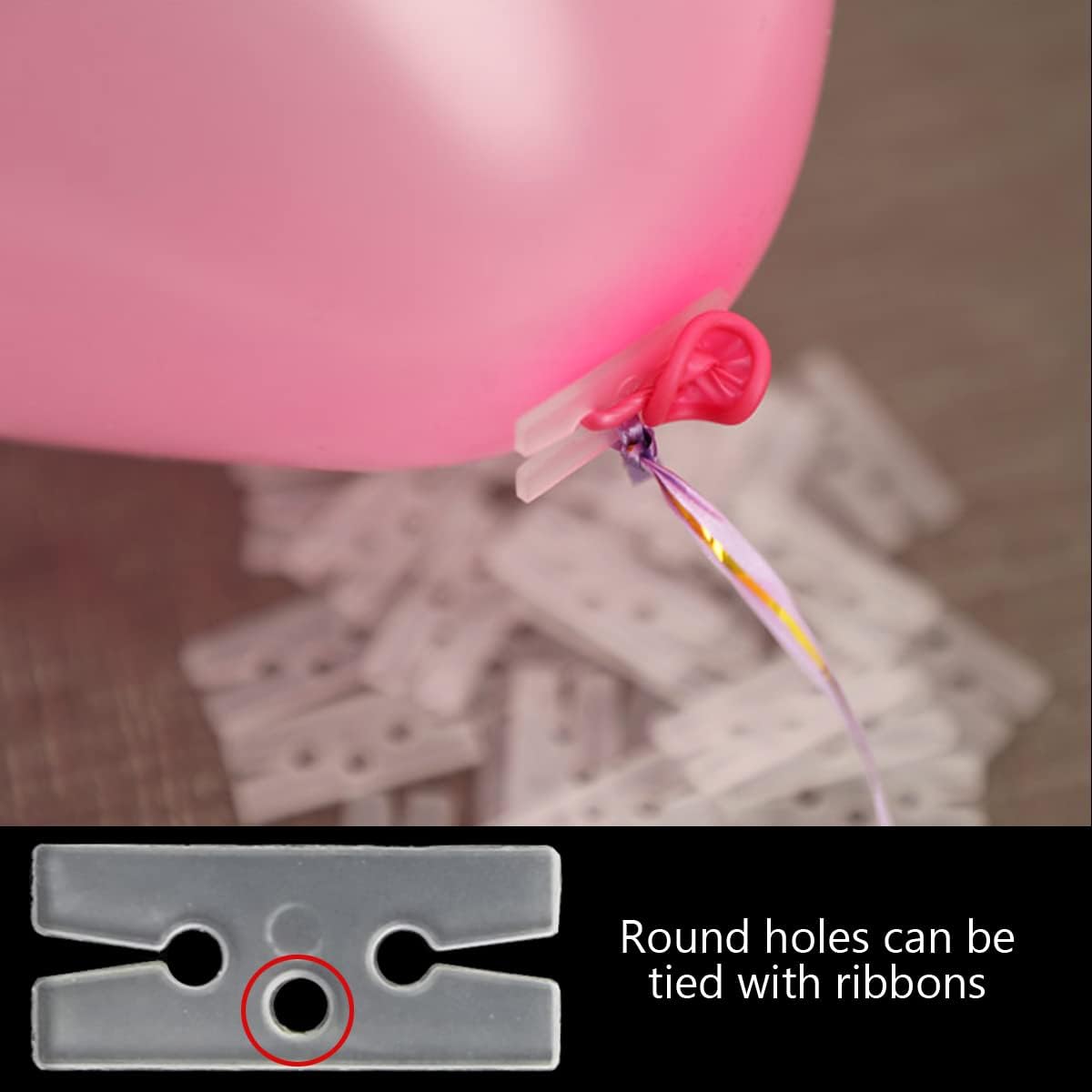 GXXMEI 300PCS Plastic Balloon Clips Ties for Sealing, H Shape Bulk Balloon Ties clips Tool for Wedding Party Christmas Birthday Decoration