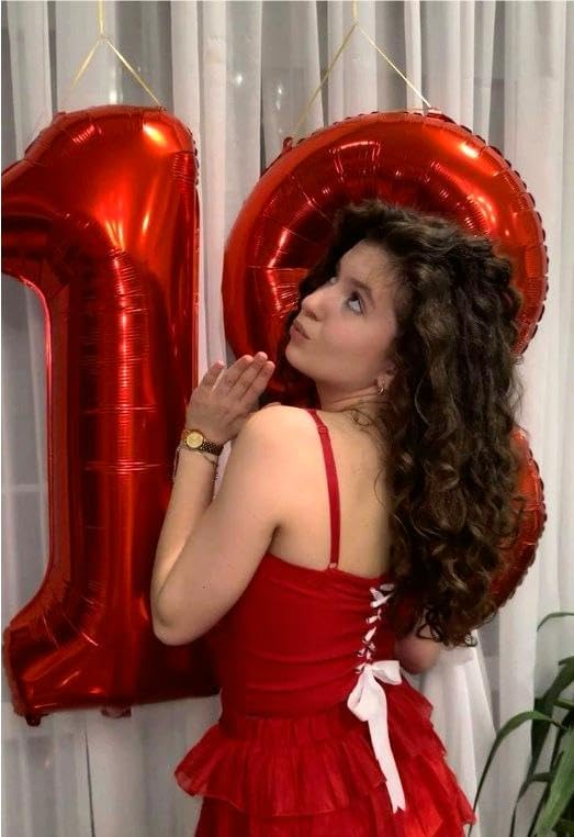 Red Number 1 Balloon 40 inch, Number 1 Birthday Balloon for Boy Girl, Red Foil One Balloon for 1st 10 11 12 16 18 Birthday Party, Anniversary Celebration Number Balloons Decorations