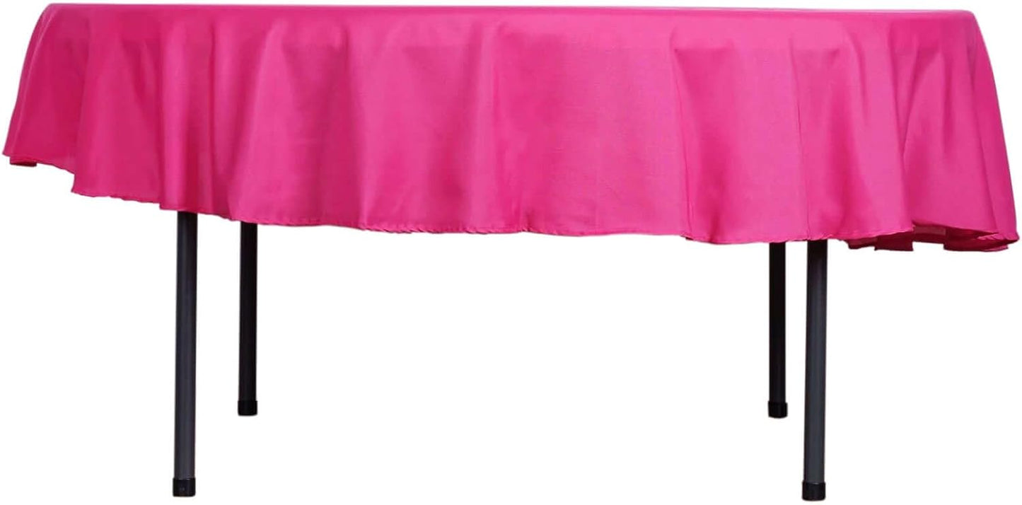 Efavormart Round Tablecloth, 90 Inch Stain & Wrinkle Resistant Washable Table Cloth, Decorative Polyester Fabric Table Cover for Banquet, Wedding, Dining- Fushia