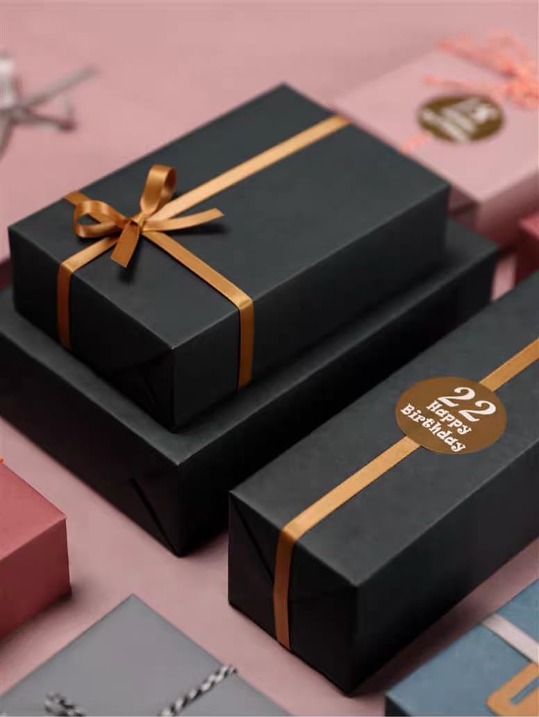 Vanhench Black Wrapping Paper 17.5"×760" (63'), Black Construction Paper for Poster Bulletin Board, Art Packing, Birthday, Bouquet Flower Halloween Wrapping