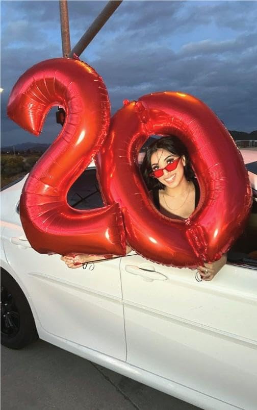 Number Balloon 40 Inch Red 7 Balloon, Red 7 Seven 7th Balloon Number Party Decorations, Number 7 17 27 37 70 77 Balloons Birthday Supplies