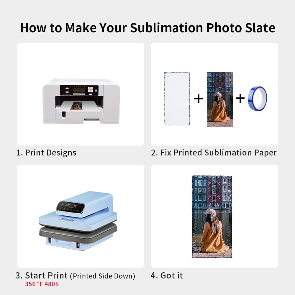 PYD Life 16 Pack Sublimation Hanging Photo Slates Rock Blanks 5.6" x 11.4" Bulk Stone Frames Wall Hanger with Rope for Home Decor, for Heat Press Transfer Printing