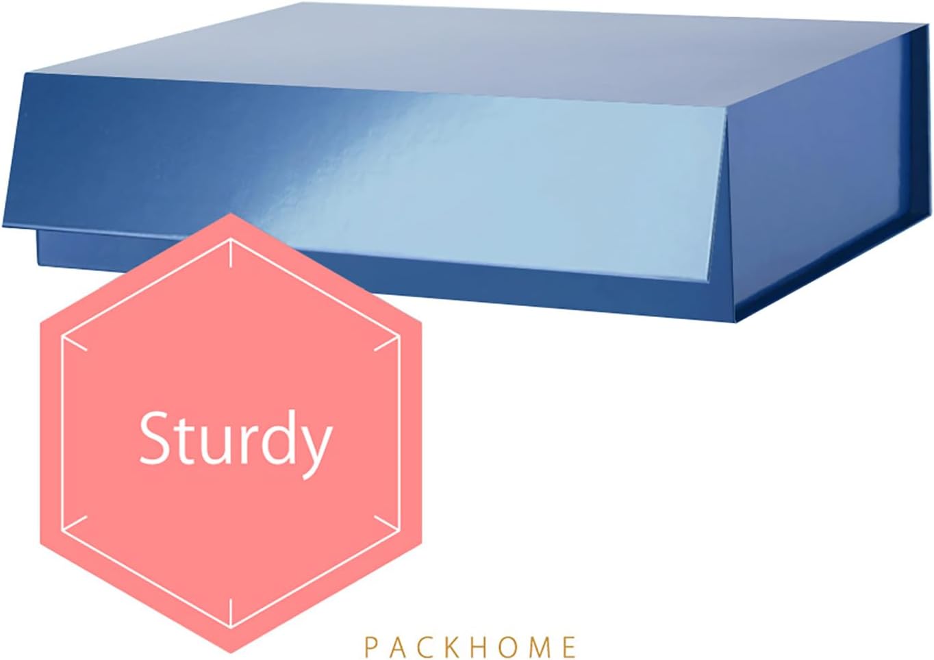 PACKHOME 6 Large Gift Boxes 13.5x10x3.5 Inches, Sturdy Shirt Boxes with Magnetic Lids for Multiple Occasions (Glossy Blue)