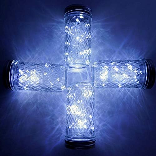 Solar Mason Jar Lid String Lights, 8 Pack 20 Led String Fairy Star Firefly Jar Lids Lights with 8 Hangers Included (Jars Not Included), for Mason Jar Patio Garden Wedding Lantern