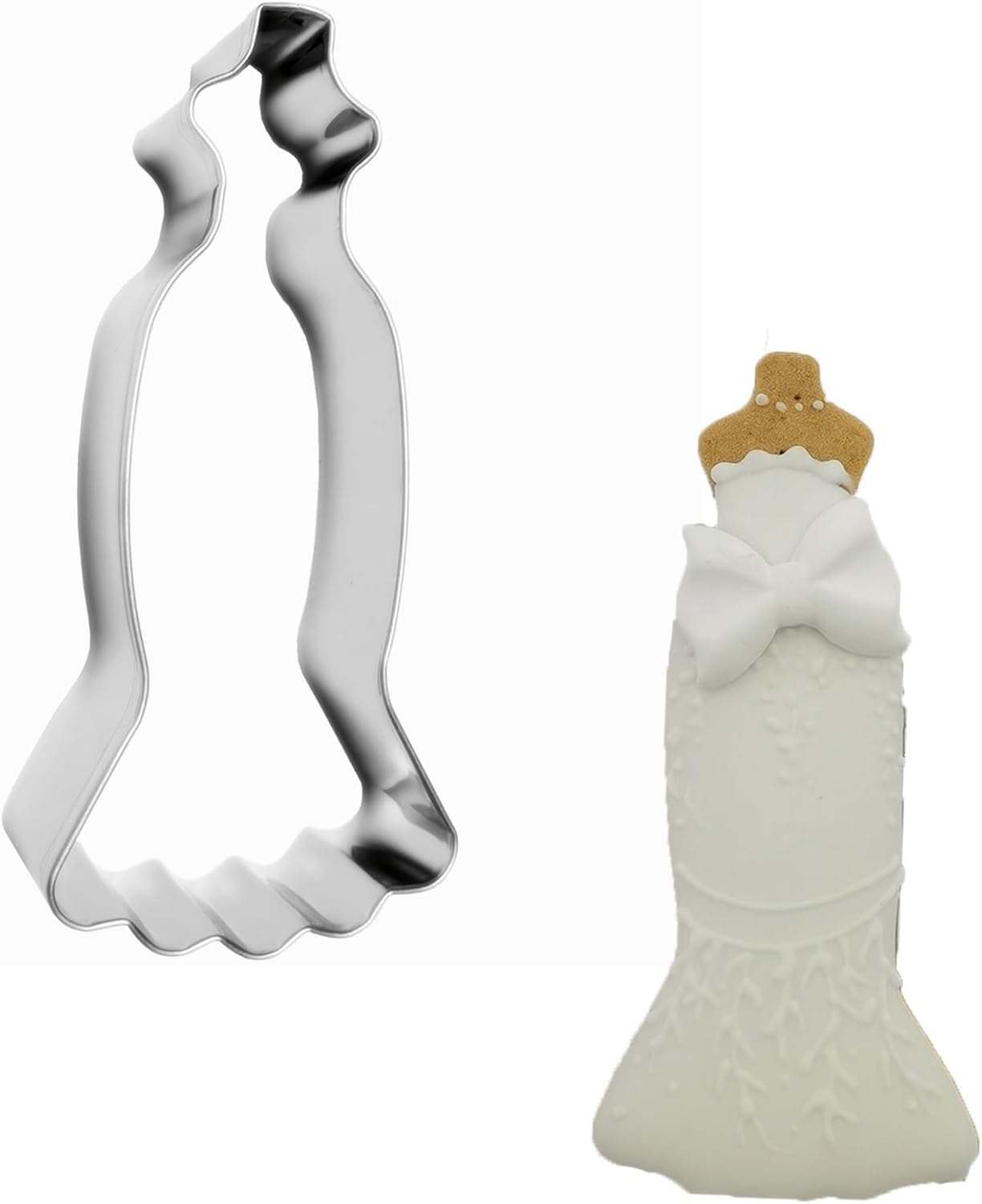 Large Size Dress Shaped Cookie Cutter, Stainless Steel Strapless Mermaid Fishtail Princess Wedding Dress Cookie Cutter, 4.7 Inches