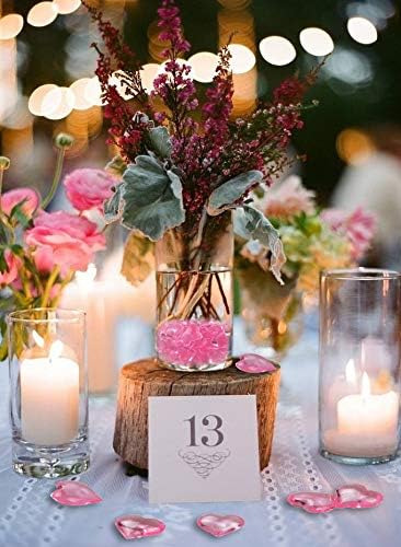 Fangoo 220 Pieces Pink Acrylic Heart Flat Back Heart Gems for Valentine's Day Decorations, Vase Filler, Table Scatter Decoration, Wedding Decorations,Home Decorations(Pink, 1LB)