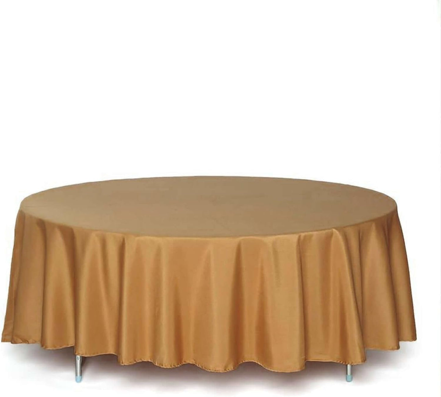 Efavormart Round Tablecloth, 108 Inch Stain & Wrinkle Resistant Washable Table Cloth, Decorative Polyester Fabric Table Cover for Banquet, Wedding, Dining- Gold