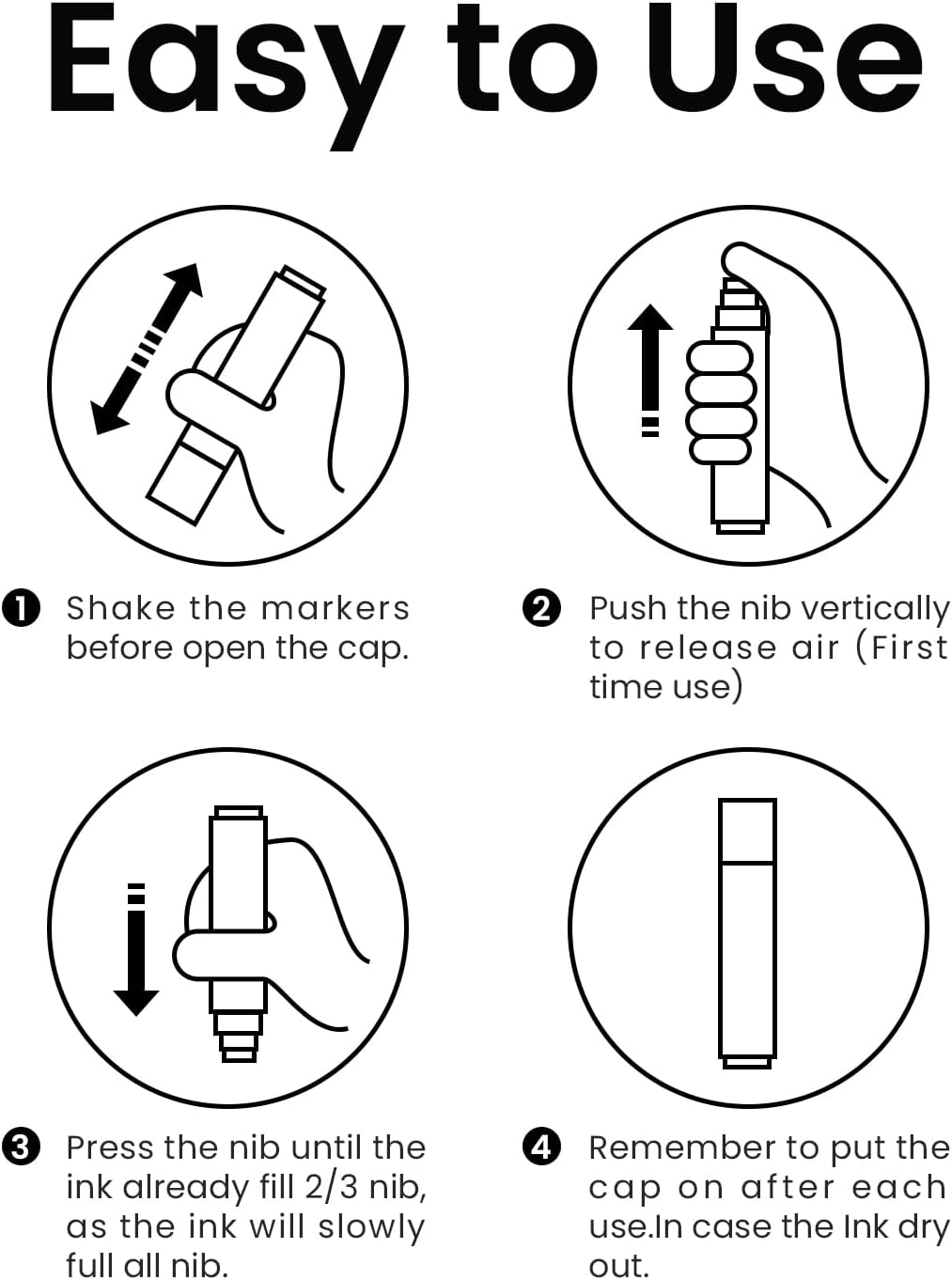 3 Pcs Black Jumbo Permanent Markers: 15mm Wide Tip Thick Acrylic Paint Pen Large Calligraphy Marker for Rock Painting, Poster, Sign, Canvas, Glass, Wood, Ceramic