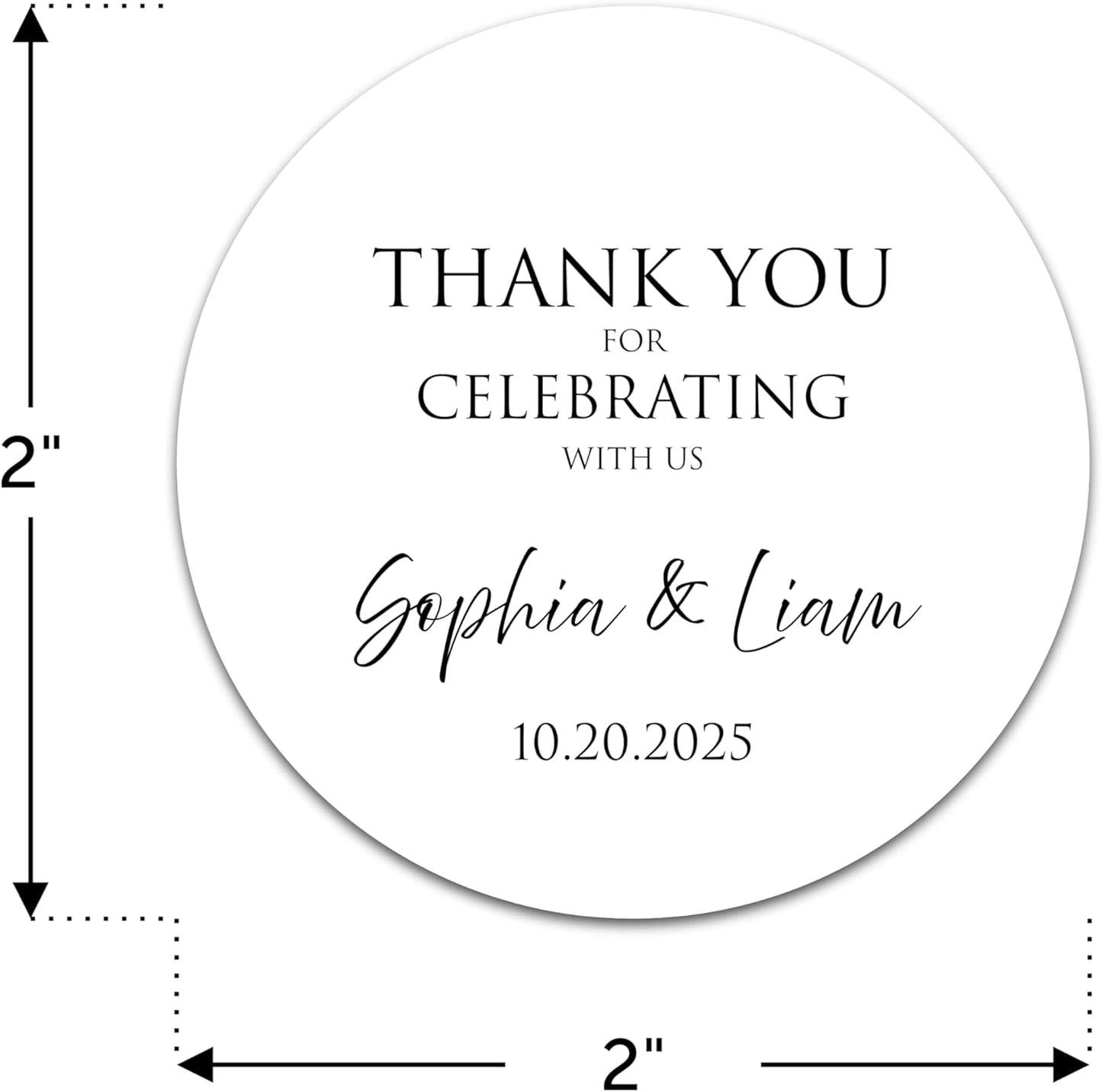 Personalized Wedding Stickers - Custom Wedding Envelope Seals for Invitations, Thank You Cards, and Save The Date (50-1000 Stickers) (Classic Celebration)