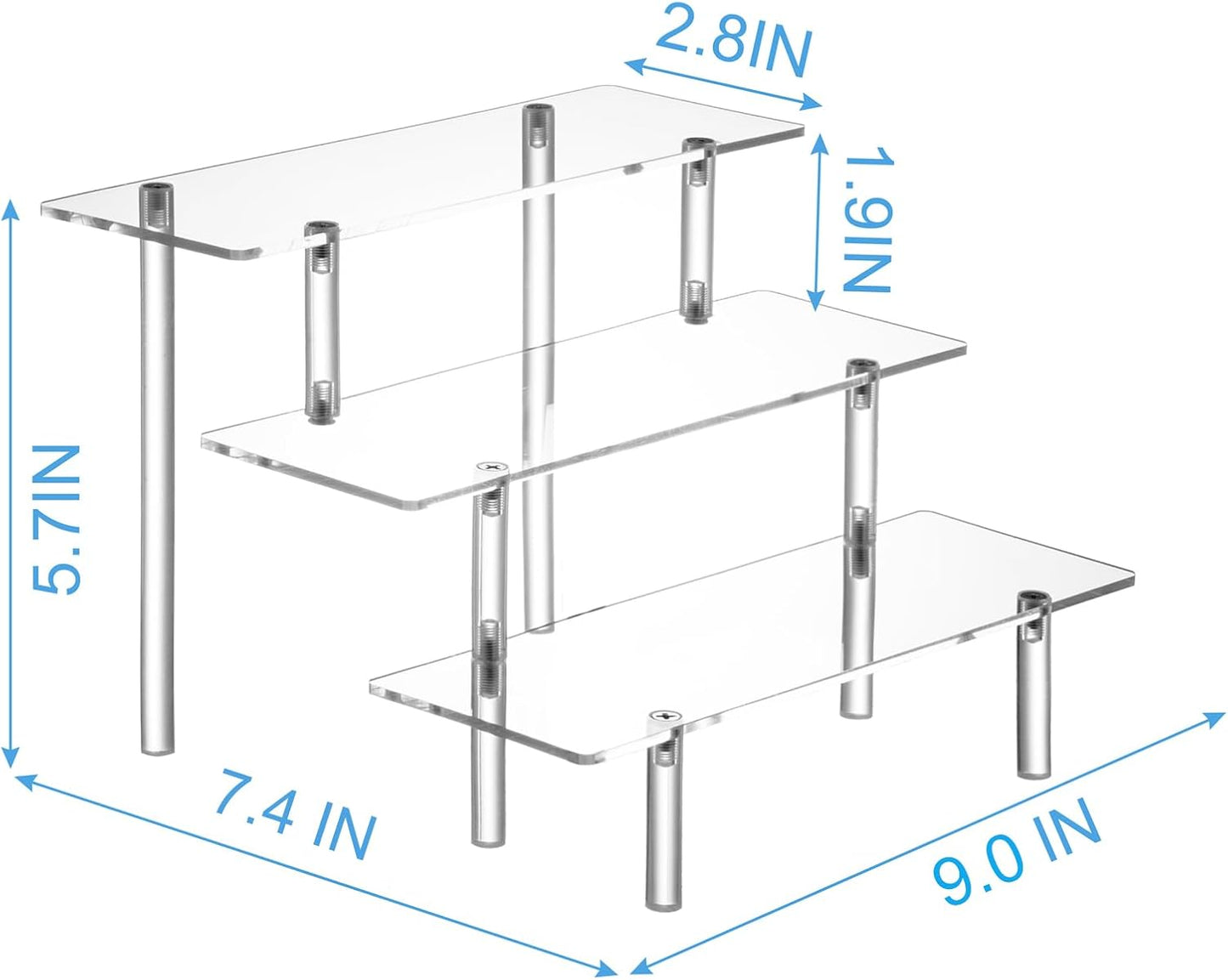 Acrylic Display Risers, Acrylic Perfume Stand Organizer, Clear Shelf Risers for Display Stands for Food, Tabletop Use, Amiibo Funko POP Figure, 3 Tier Clear Cupcake Stand Risers