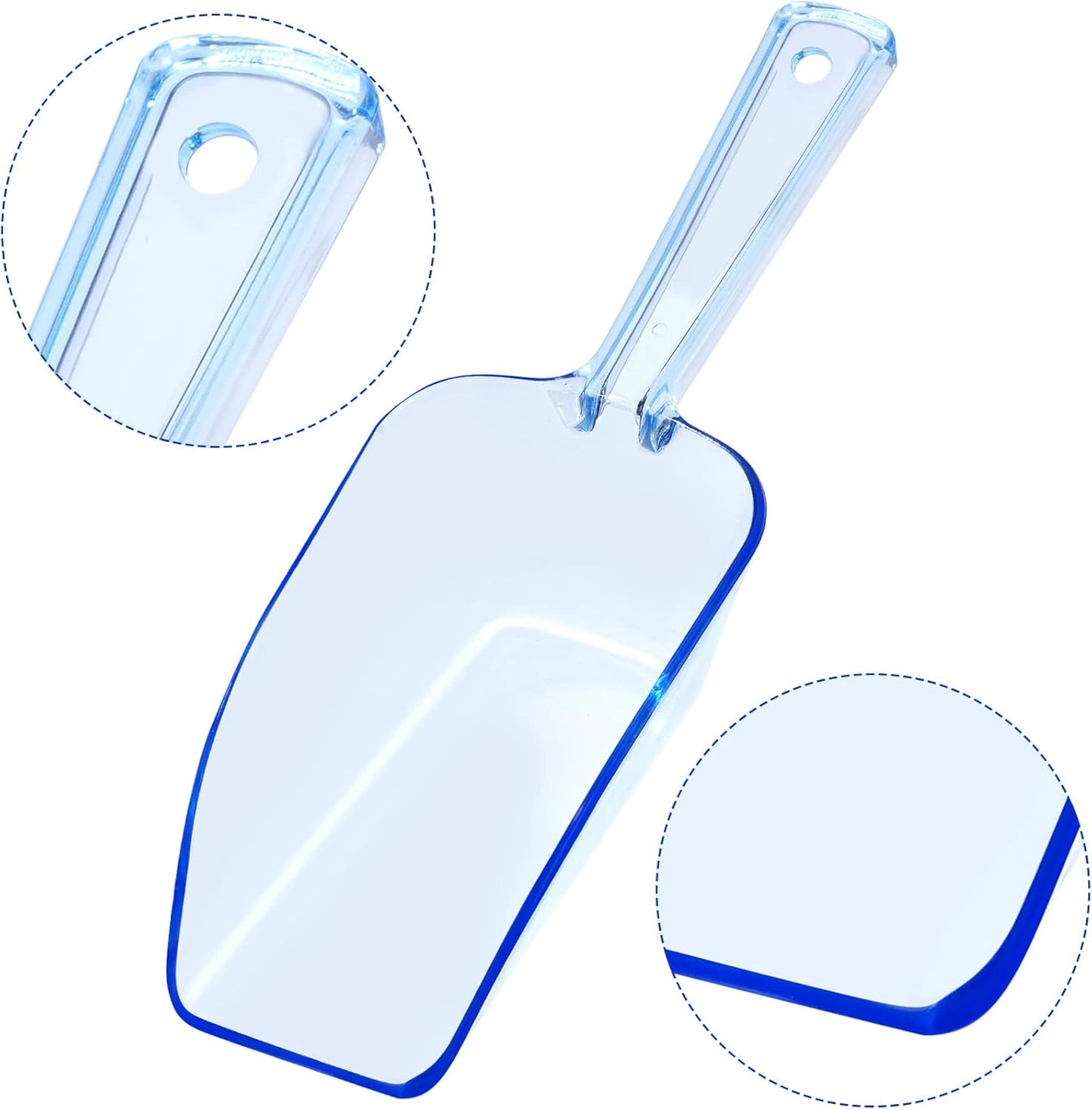 Ice Scoop Candy Buffet Containers Scoopers, Hmxpls Blue Plastic Scoop for Popcorn Cookie Candy Buckets, Podpocket Acrylic Large Scoops for Parties Wedding Bar Jars Freezer Dry Goods (6 Pack 7.5 In )