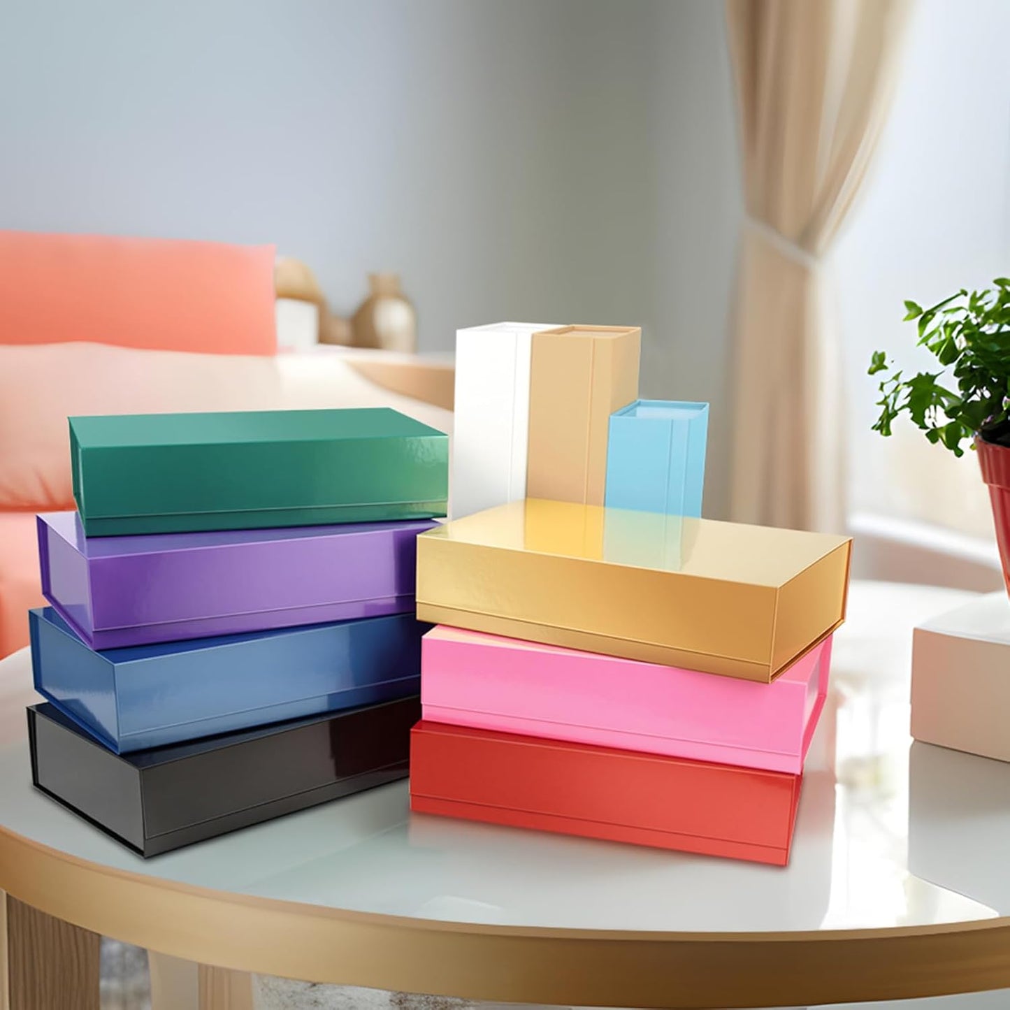 PACKHOME Extra Large Gift Box 17.5x11.3x4.3 Inches, Sturdy Shirt Box with Magnetic Lid for Clothes and Large Gifts (Glossy White)