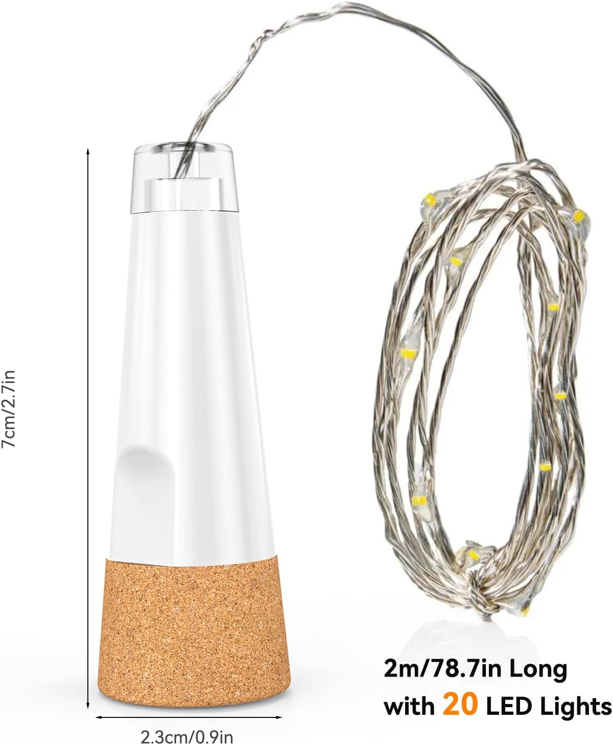 USB Bottle Lights Rechargeable Wine Bottle Fairy Lights Cork LED String Lights 20 LEDs Copper Wire for Table Party DIY Decor