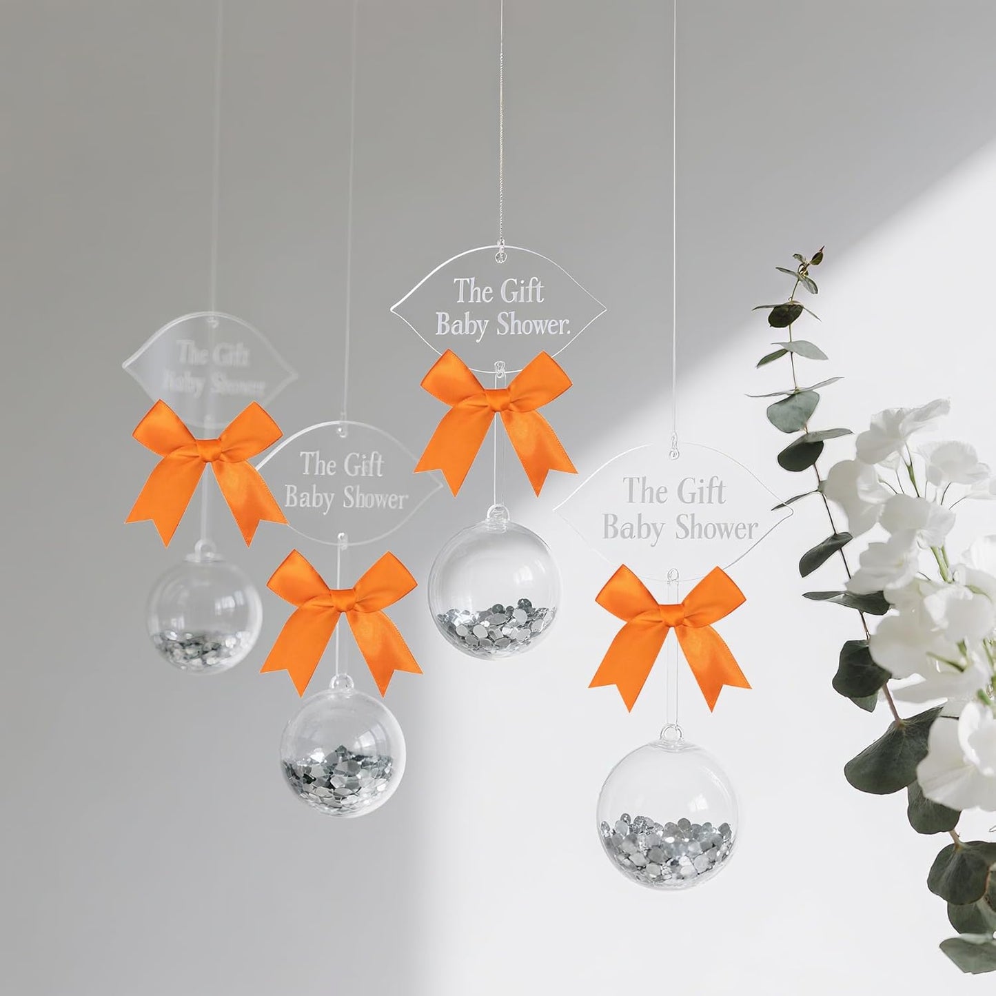 50 PCS Twist Tie Bows Satin Ribbon Bows 3.3 Inch Gift Wrap Bows Craft Bows for Gift Wrapping, Party Decorations Gifts Bag DIY Treat Bags Wedding Decor Baby Shower Christmas (Orange)