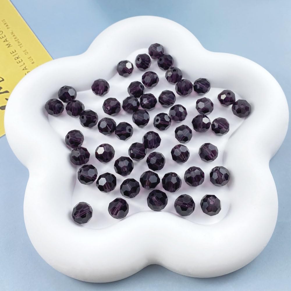 400 PCS 4mm Crystal Glass Beads Round Multiple Faceted Loose Spacer Glass Beads for DIY Handcrafte Bracelet Necklace Earring Jewelry Making(Violet)