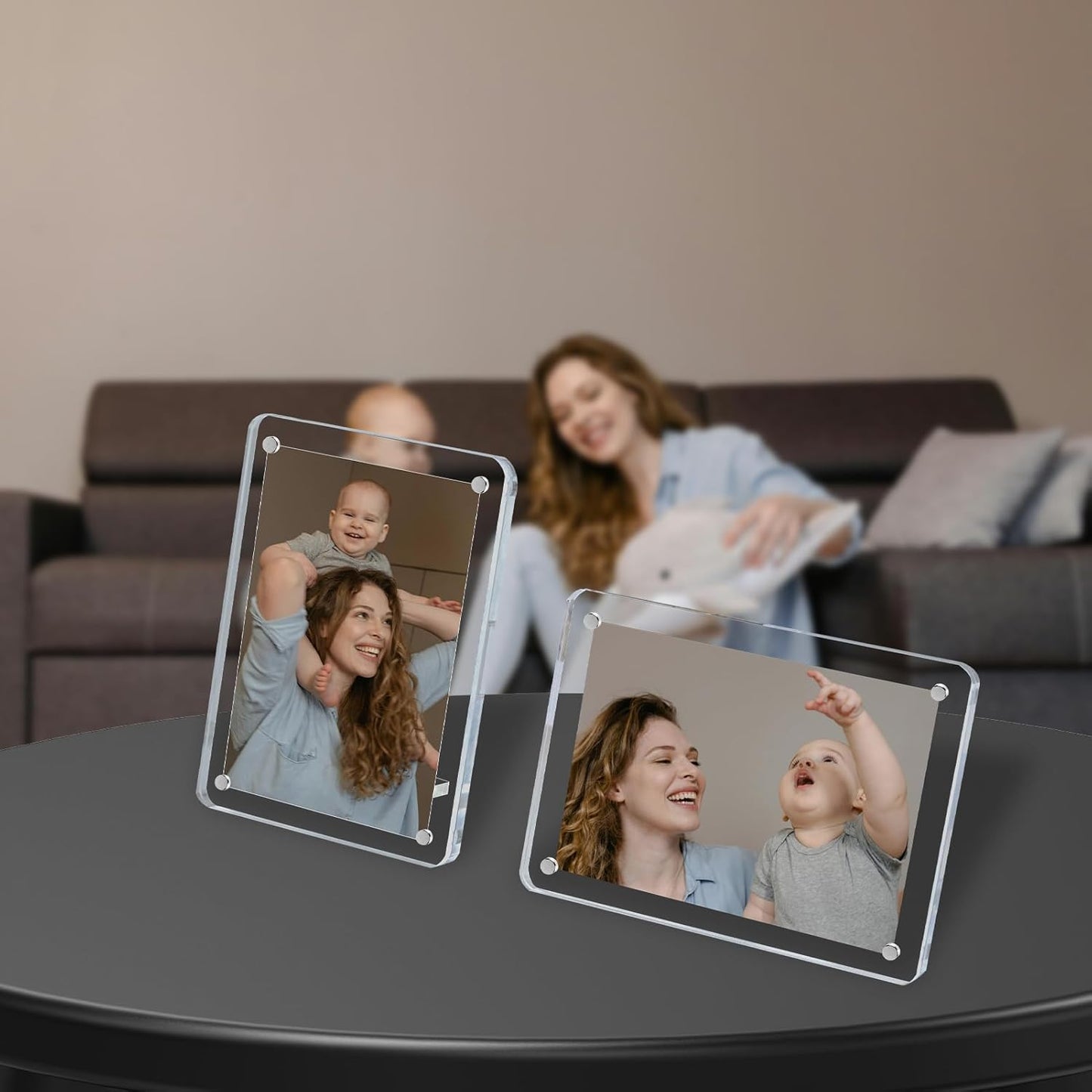 6 Pack Acrylic Magnetic Picture Frames 3x5, Refrigerator and Desktop Photo Frames Combine, Vertical and Horizontal Clear Display for Desk/Fridge for Home/Party/Wedding