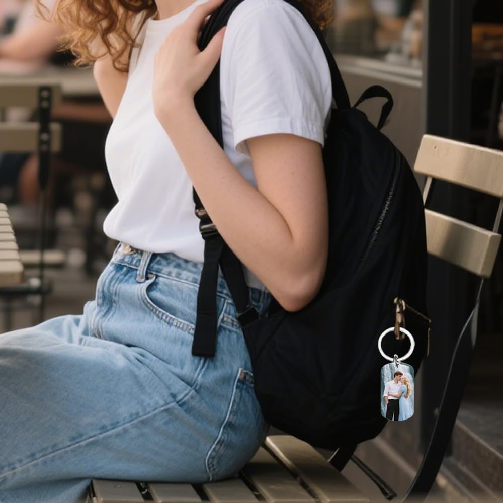 Personalised Keyring with Custom Photo & Text - Gift for Mum, Dad, Him, Her, Grandparents, Family