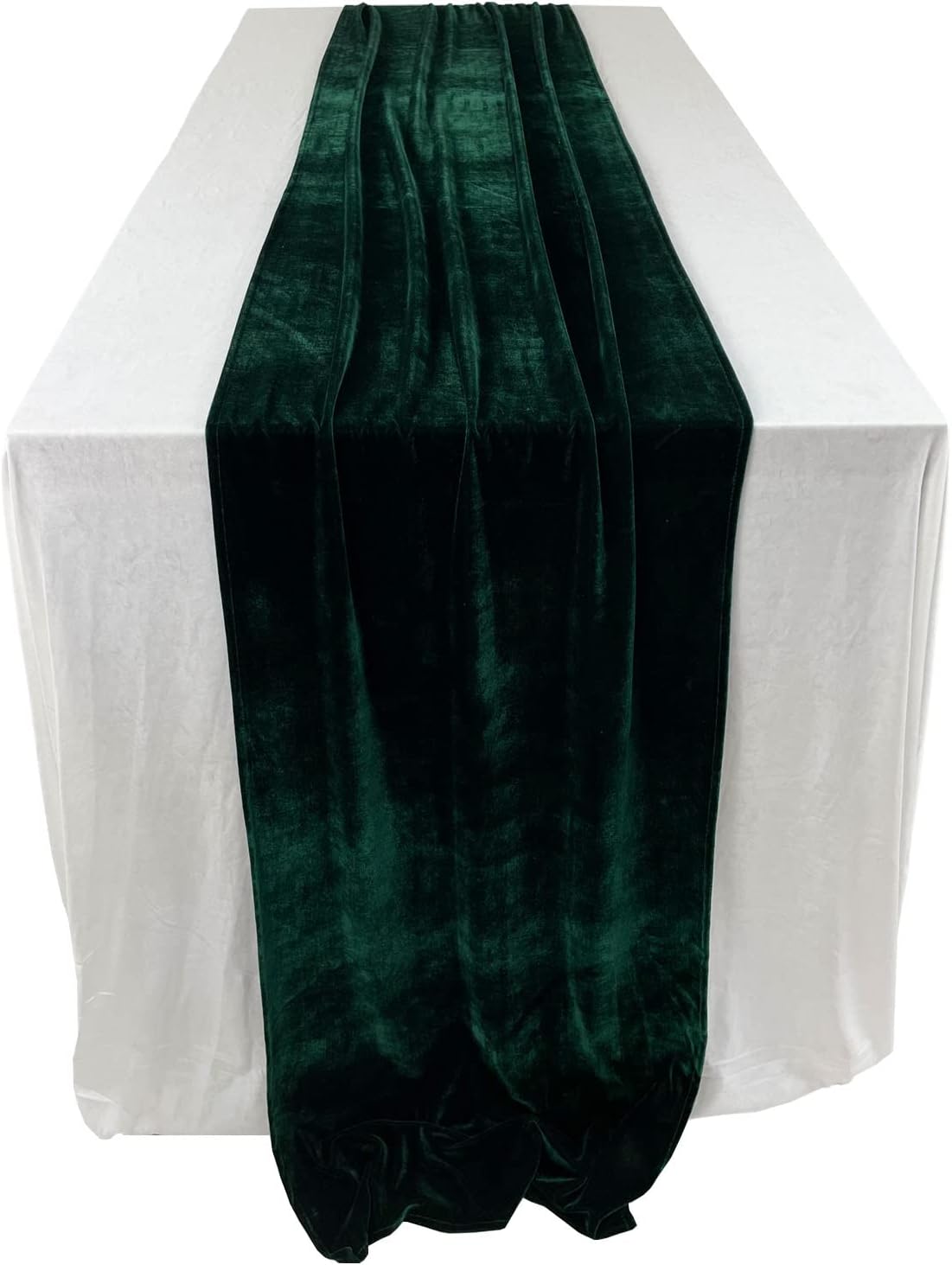 Luxurious Velvet Table Runner, 10ft Wedding Reception Decorations, 20x120inch Soft Velvet Fabric, Table Linen Overlay, Wedding Table Runners (Emerald Green, 20X120inch)