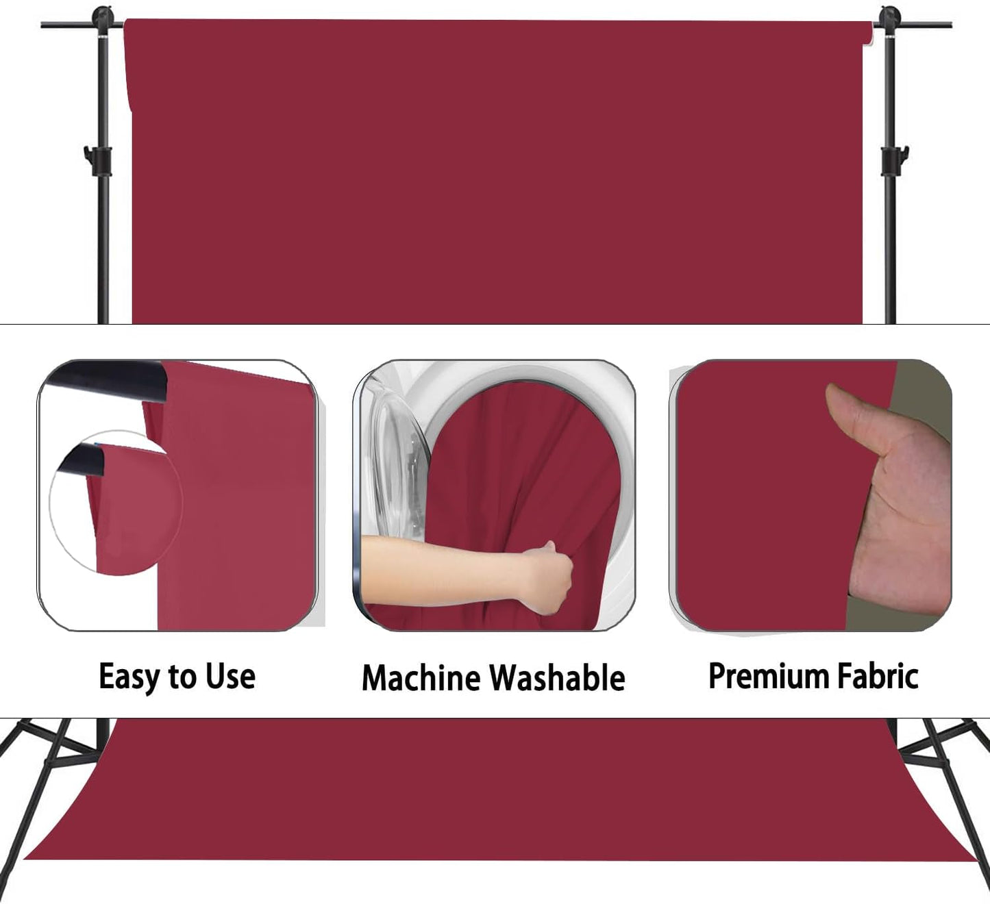 Wine Red Photography Backdrop for Photoshoot, Photo Backdrop Curtain, Perfect Wine Red Backdrops for Party Portrait Photoshoots Video Studio 5FTx7FT