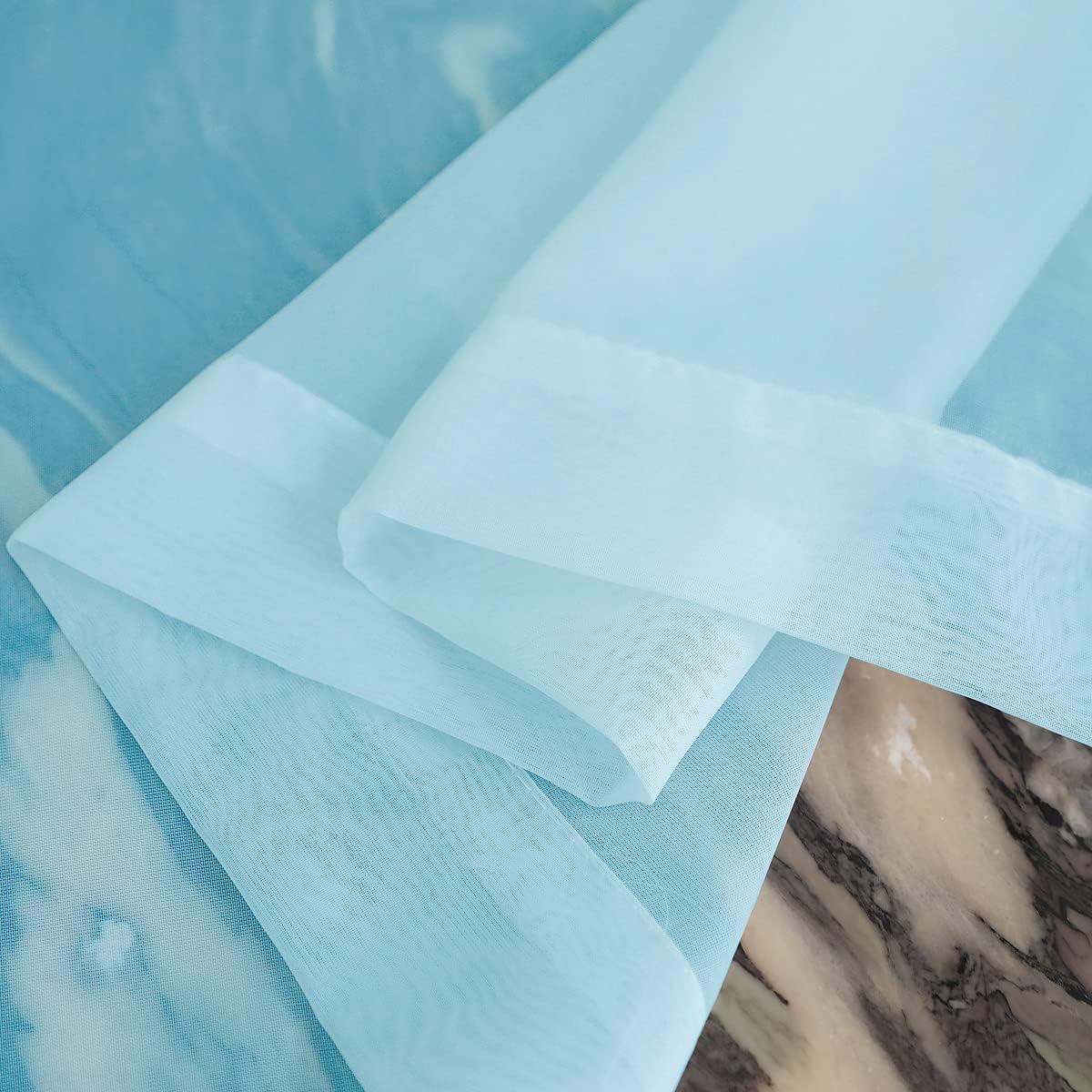 Window Lake Blue Sheer Curtains 60 Inches Width 120 Inches Long 2 Panels Sheer Curtain Clear Curtains Basic Rod Pocket Panel for Home Living Room Bedroom Kids Room Yard Patio Parlor Sliding