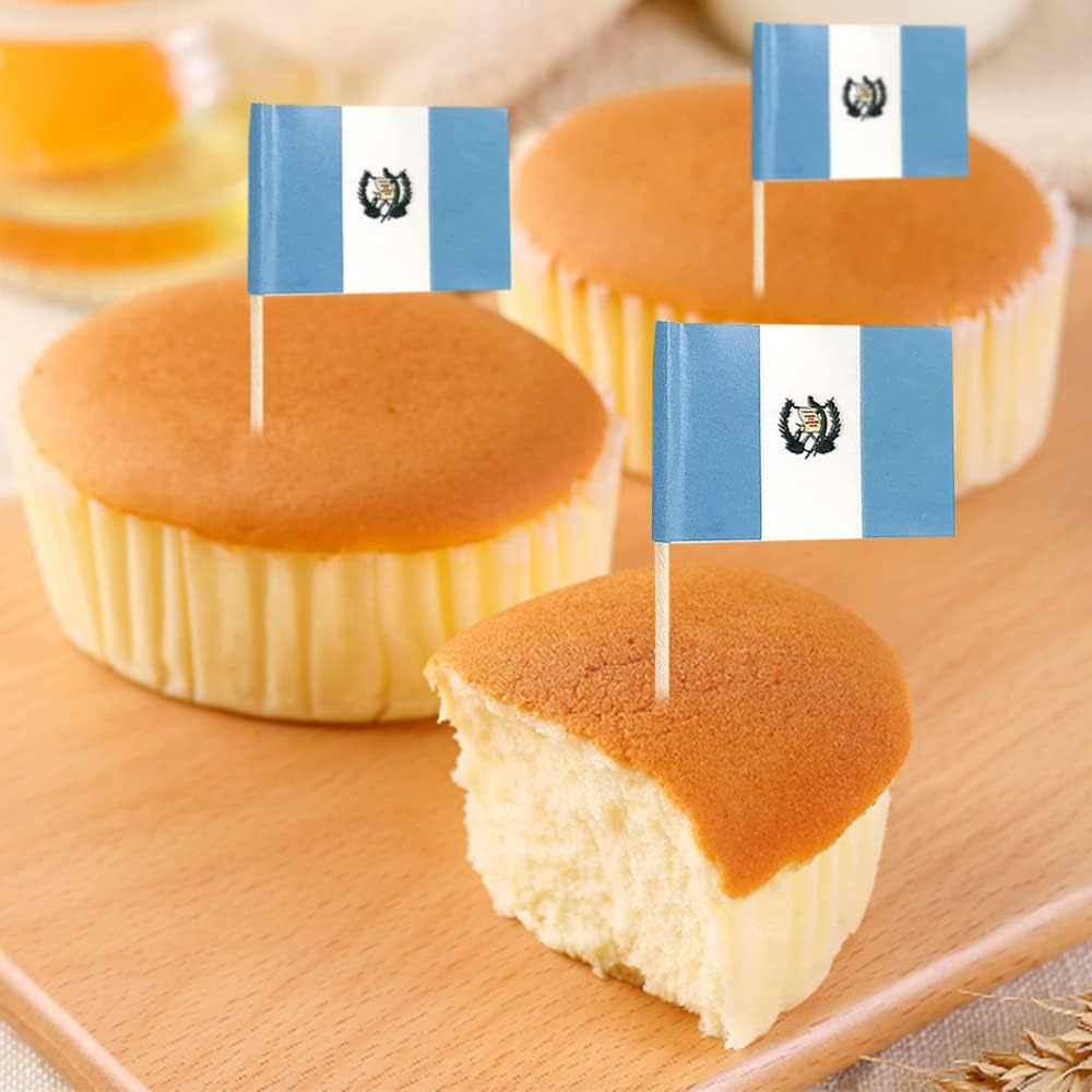 Guatemala Flag Guatemalan Flag, Small Mini Guatemala Toothpick Flags for Food, Cupcakes, Cocktails, Appetizers, Bar Party Decorations