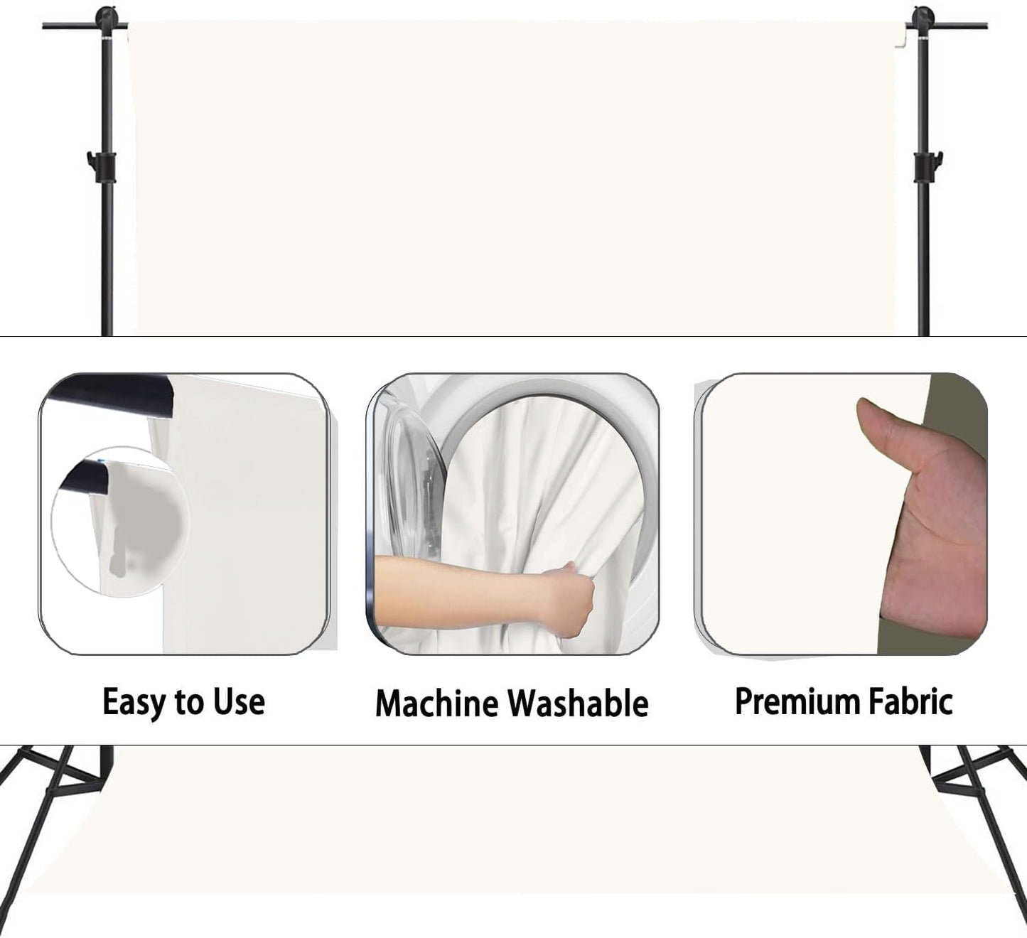 Ivory Photography Backdrop for Photoshoot, Photo Backdrop Curtain, Perfect Ivory Backdrops for Party Portrait Photoshoots Video Studio 8FTx10FT