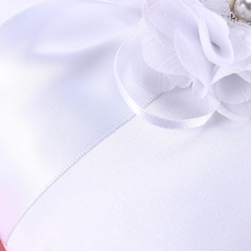 PRETYZOOM Bride Vintage Rings Bridal Bearer Pillow Retro Decor Wedding Faux Pearl Ribbons Pillows Girl Mini Basket Quinceanera Pearl Rings White Artificial