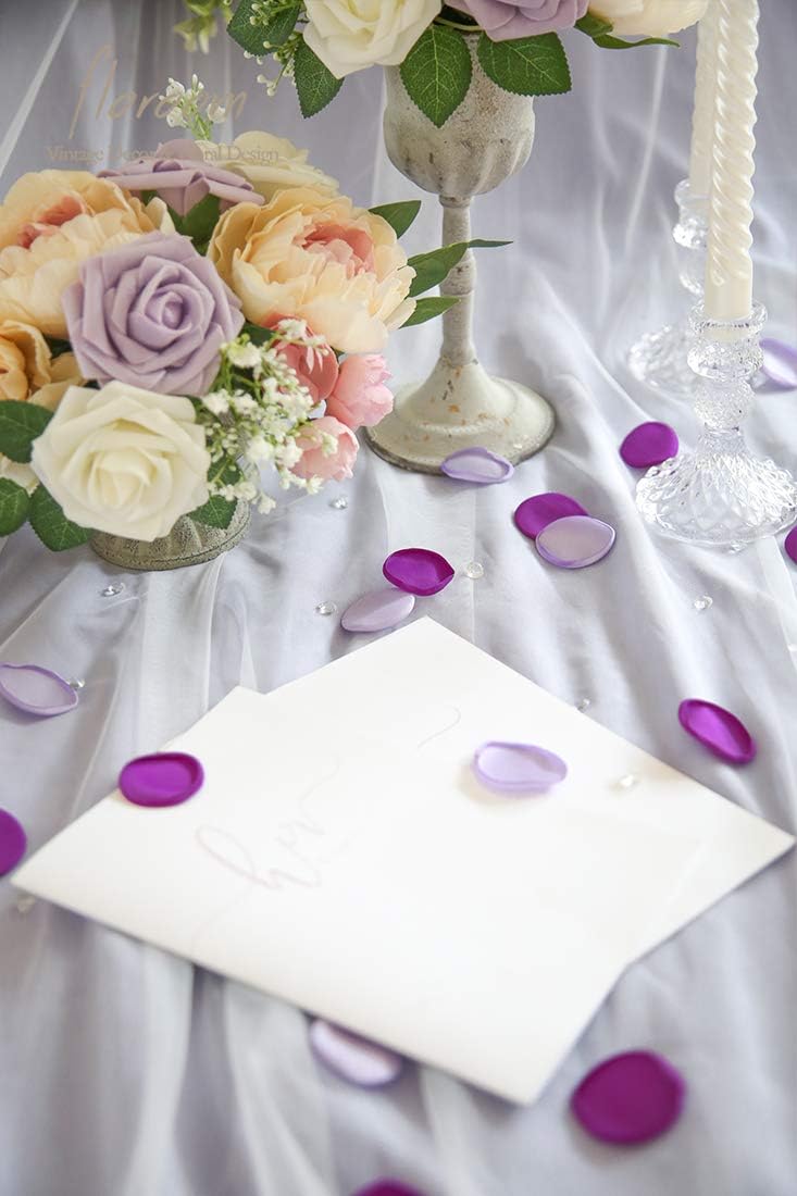 Floroom 300pcs Rose Petals Purple Lilac Fake Faux Silk Flower Petals for Wedding Flower Girl Basket Aisle Scatter Dinner Table Centerpieces Party Confetti Bridal Shower Romantic Night Decoration