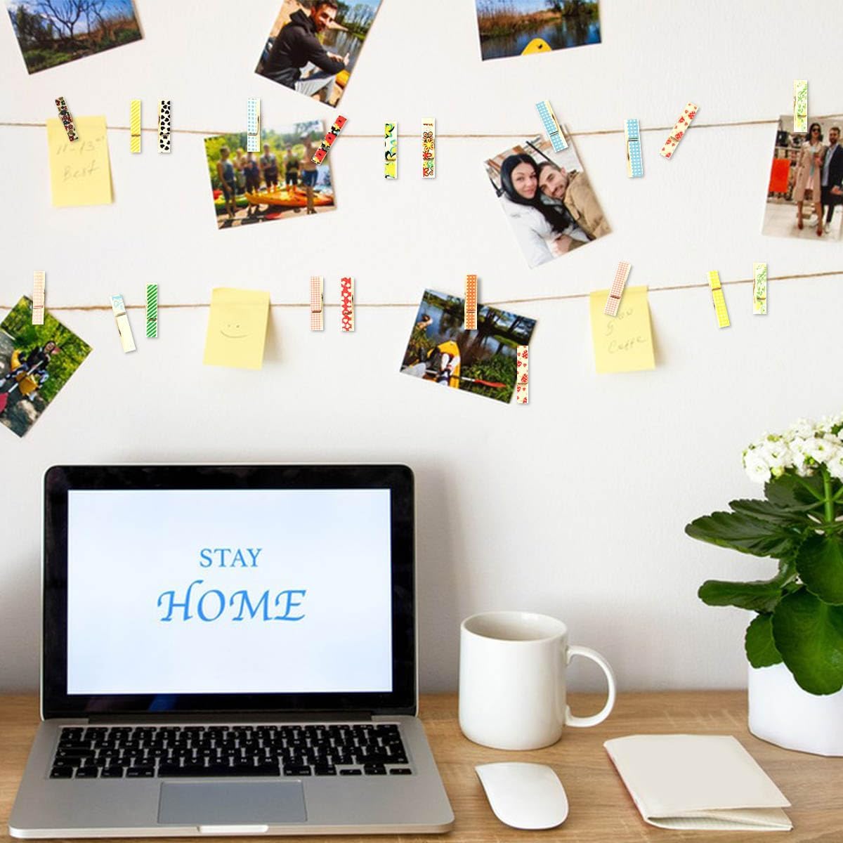 80 Pieces Colorful Painted Wood Clothespins for Craft Mini Photo Clips Wooden Clothespin Small Clothes Pins for Photos Pictures Display Wooden Clothe Photo Paper Peg Decorative Clothespins for Wedding