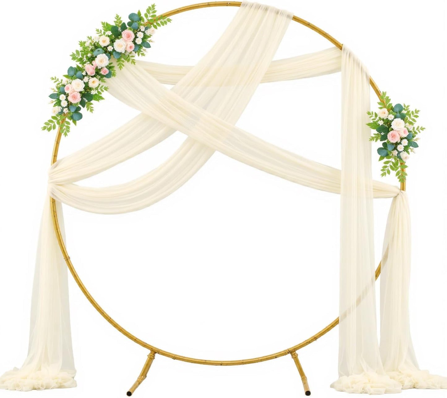 Wedding Arch Draping Fabric Backdrop 1 Panel 30" x 19Ft Ivory Drapes Curtains for Wedding Reception Sheer Tulle Backdrop Curtain for Ceremony Birthday Party Baby Shower Arbor Ceiling Decorations