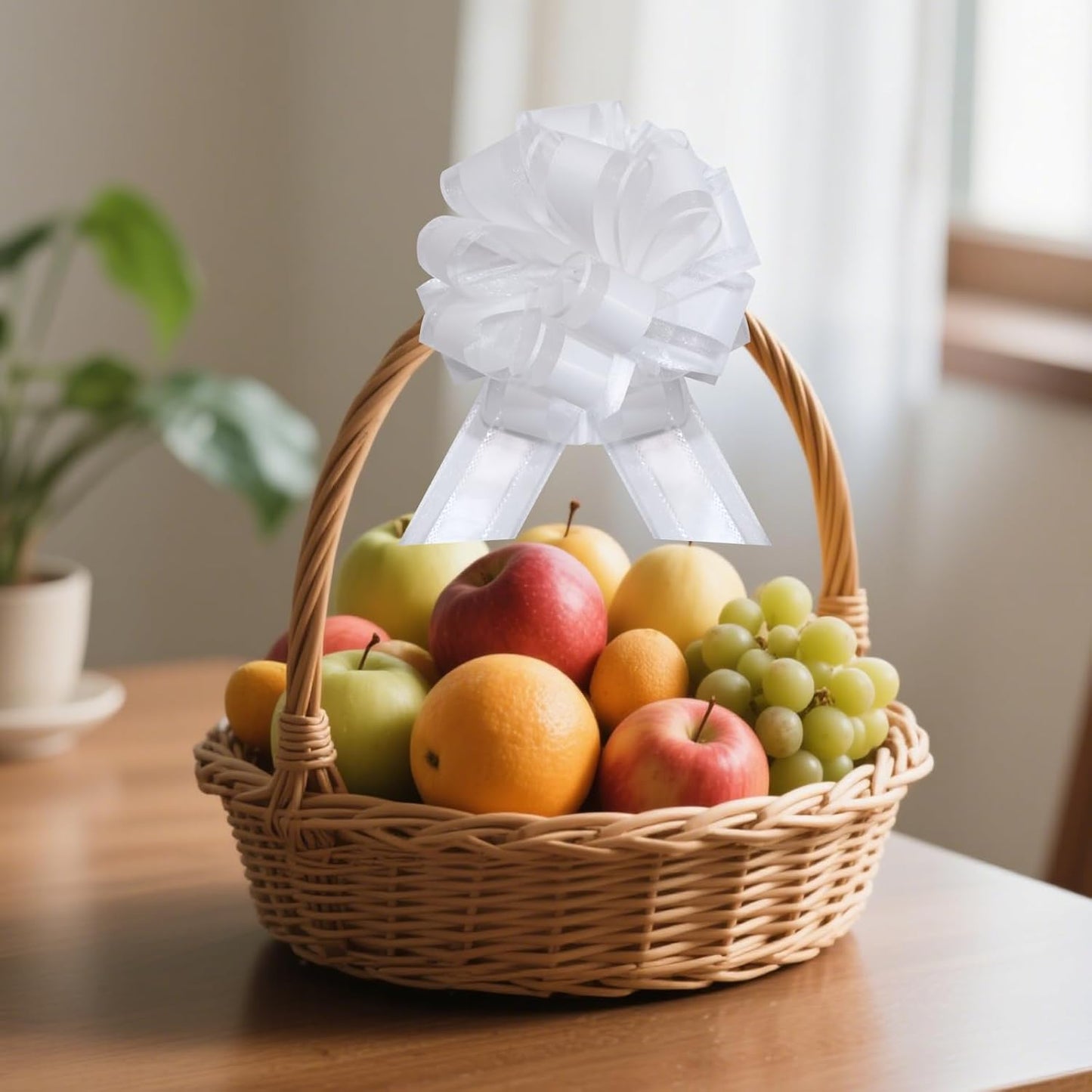 12 PCS 6 Inch Large Pull Organza White Bows - Perfect for Gift Wrapping, Wedding Decor, Car Bows, Birthday Parties, Christmas and Valentine's Day