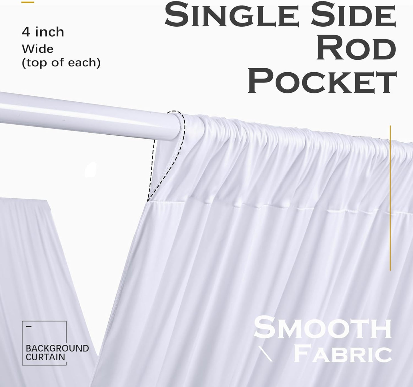 PartyVillage 6 Panels 5ftx30ft White Ceiling Drapes for Wedding Parties â 30 FT Extra Long Thick Polyester Wrinkle-Free Drapery Tent Decor Decorations for Birthday Party Ceremony Stage Swag