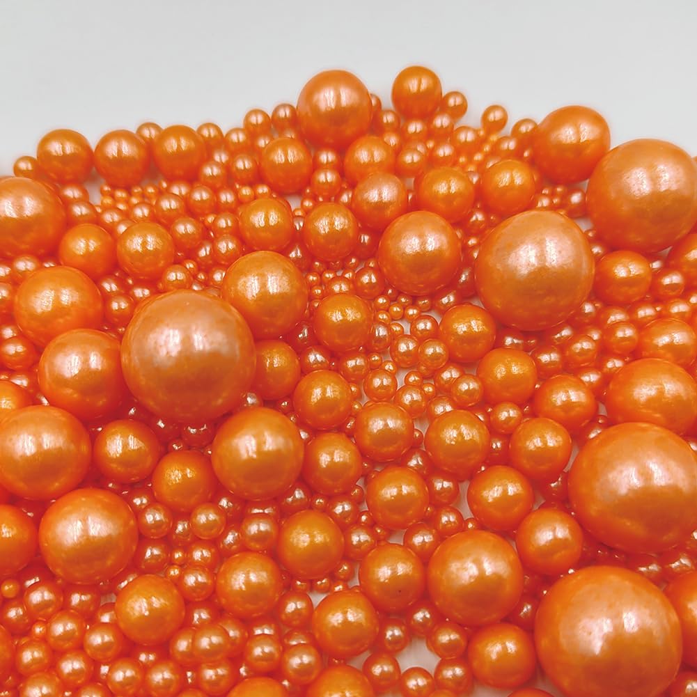 Edible Pearl Sugar Sprinkles Orange Candy Mixing Size Baking Edible Cake Decorations Cupcake Toppers Cookie Decorating Celebrations Wedding Valentines Easter Halloween Christmas Supplies 120g/ 4.23oz