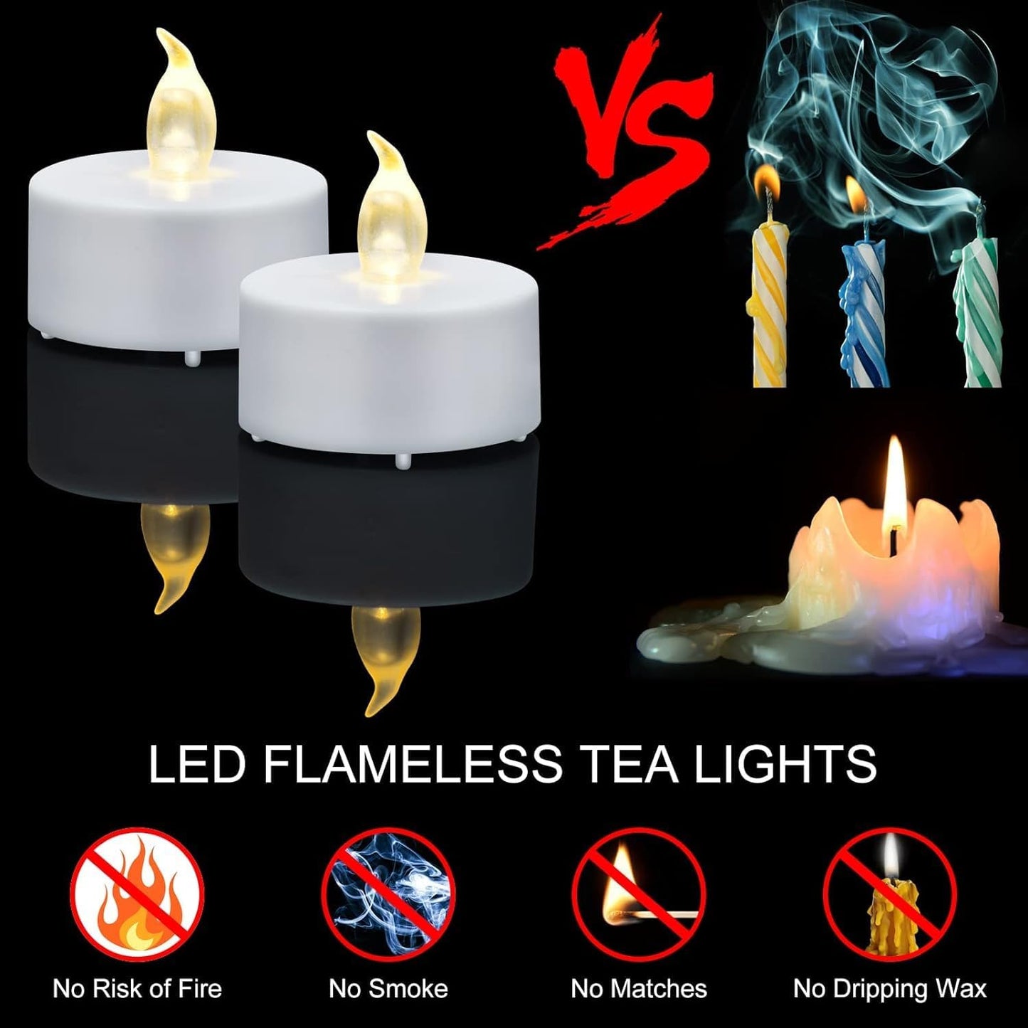 Tea Lights, 200PACK Flameless LED Tea Lights Candles, Flickering Warm White, 200 Hours Battery-Powered Tea Light, Ideal Party, Wedding, Birthday, Gifts Home Decoration