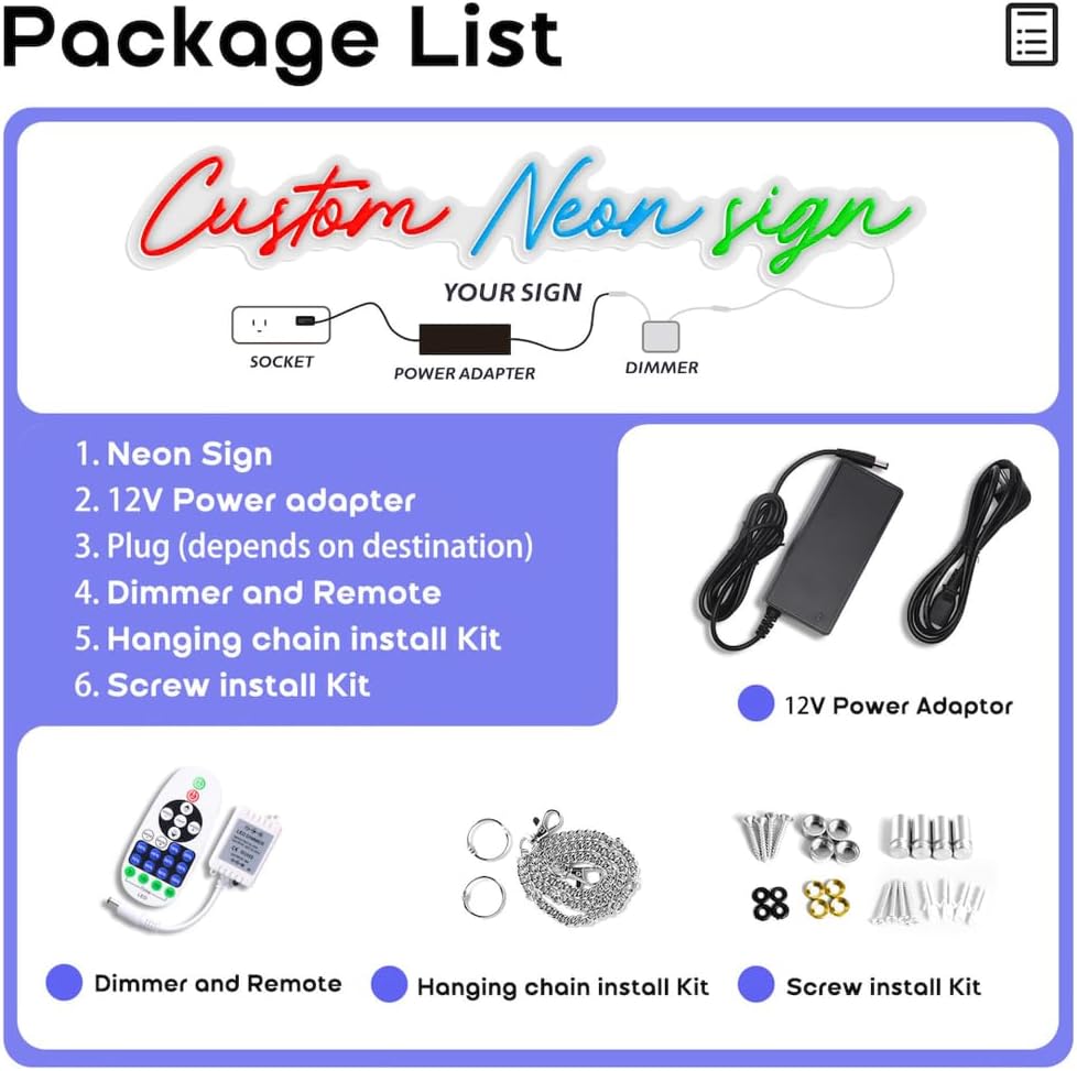 Custom Neon Sign, Personalized UV Printed LED Neon Sign LoGo Customizable for Business, Salon Beauty Nail Studios Light Up Name Sign, Images Neon Lighting Customized