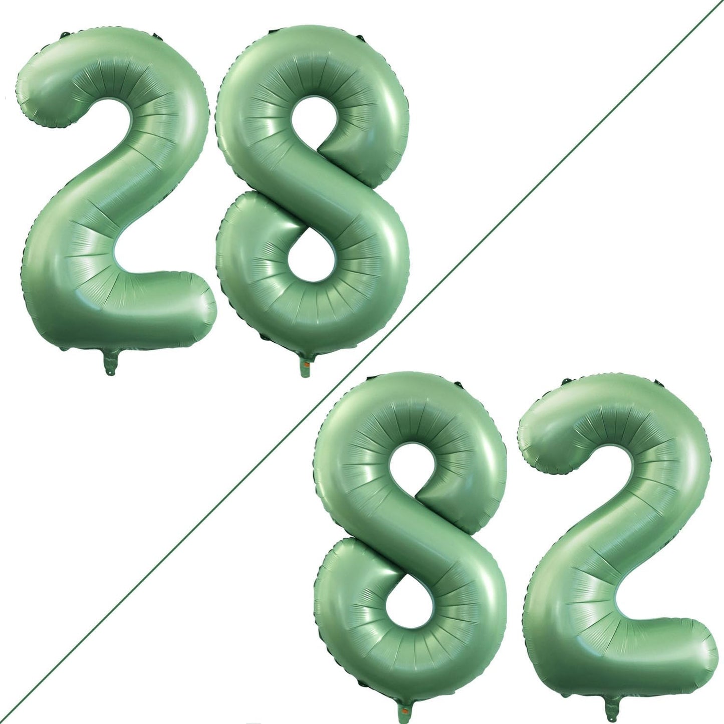 GOER Number 28 Balloons for 28th Birthday Party Decorations,42 Inch Jumbo Foil Helium 82 Balloons for 82nd Birthday 2028 New Year Eve Graduation Party Decoration (Sage Green)