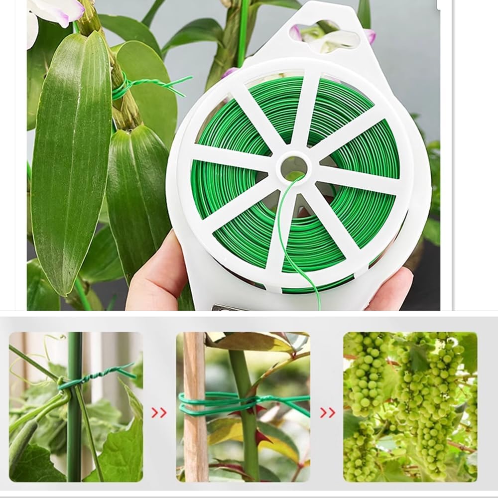 656ft (200m) Twist Ties, Garden Plant Ties with Cutter, Reusable Multifunctional Plant Ties, Fixing Vines Plant Support for Gardening Home Office(Green)