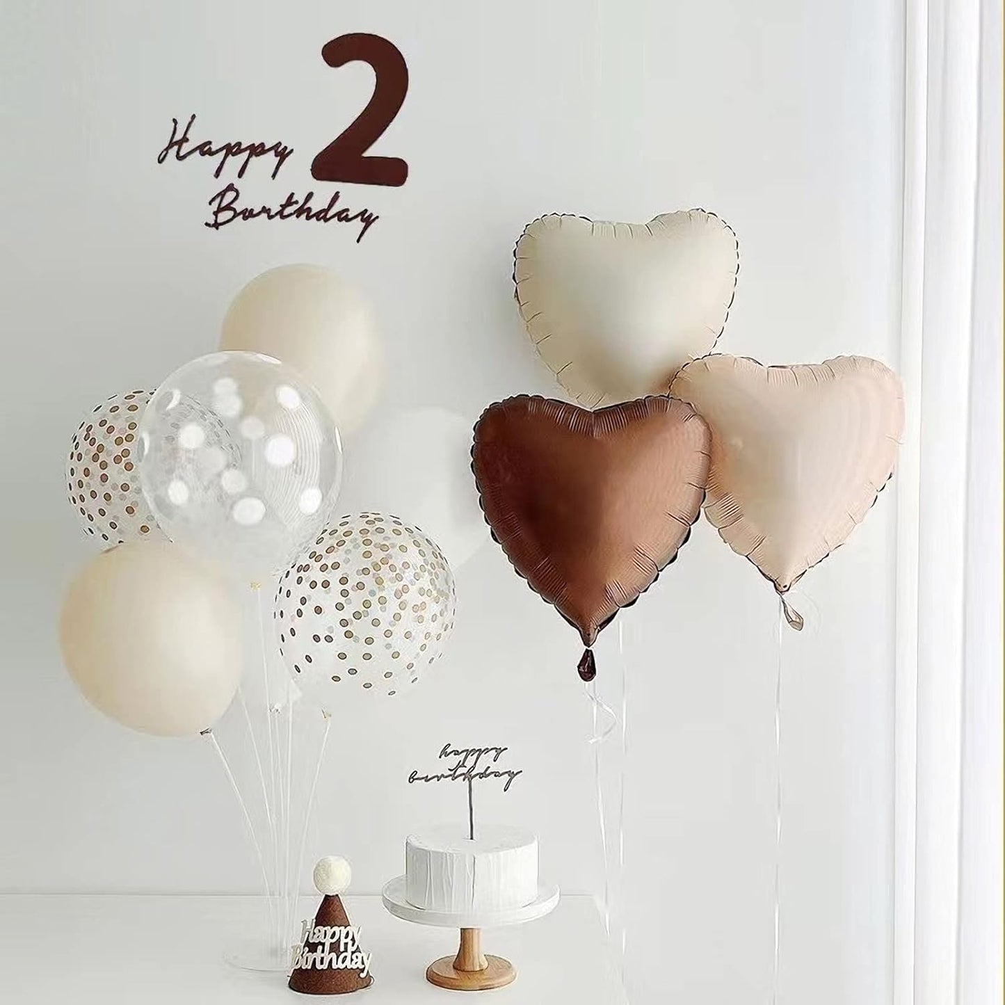 10pc Cream White Heart Balloons - 18 Inch Sand White Heart Shapes for Baby Showers, Weddings, Valentine's Day Decorations