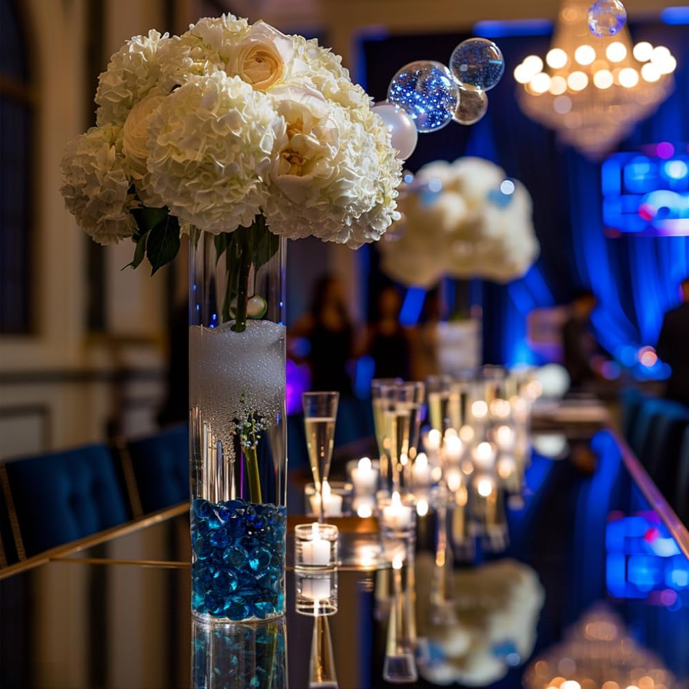 720 Pcs Morandi Blue Acrylic Diamonds Gems Table Scatters for Wedding Centerpieces,Treasure Gemstones,Bridal Shower,Floral Arrangement,Party Favor Decoration,Vase Fillers,14 OZ,0.8/0.4 Inch Mix