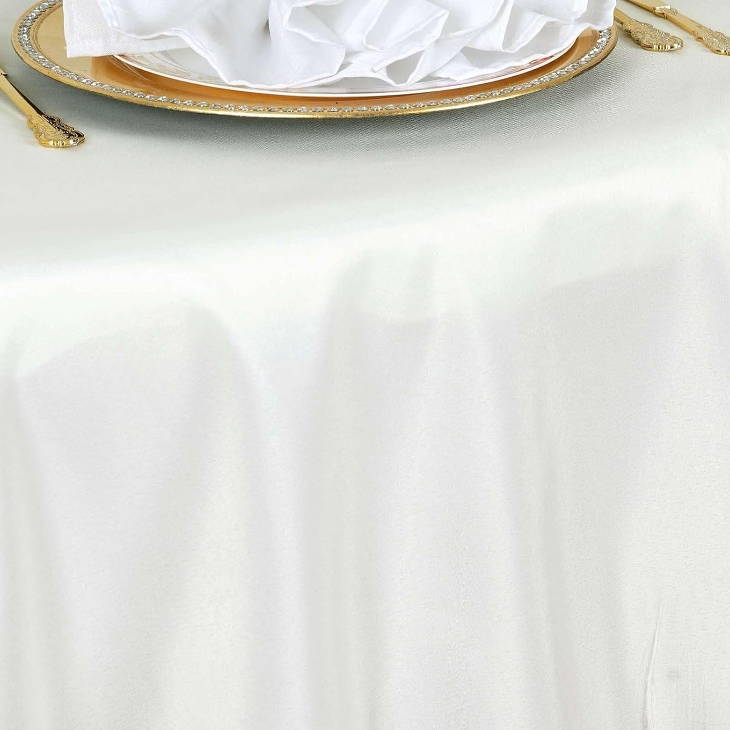 Efavormart Round Tablecloth, 70 Inch Stain & Wrinkle Resistant Washable Table Cloth, Decorative Polyester Fabric Table Cover for Banquet, Wedding, Dining- Ivory