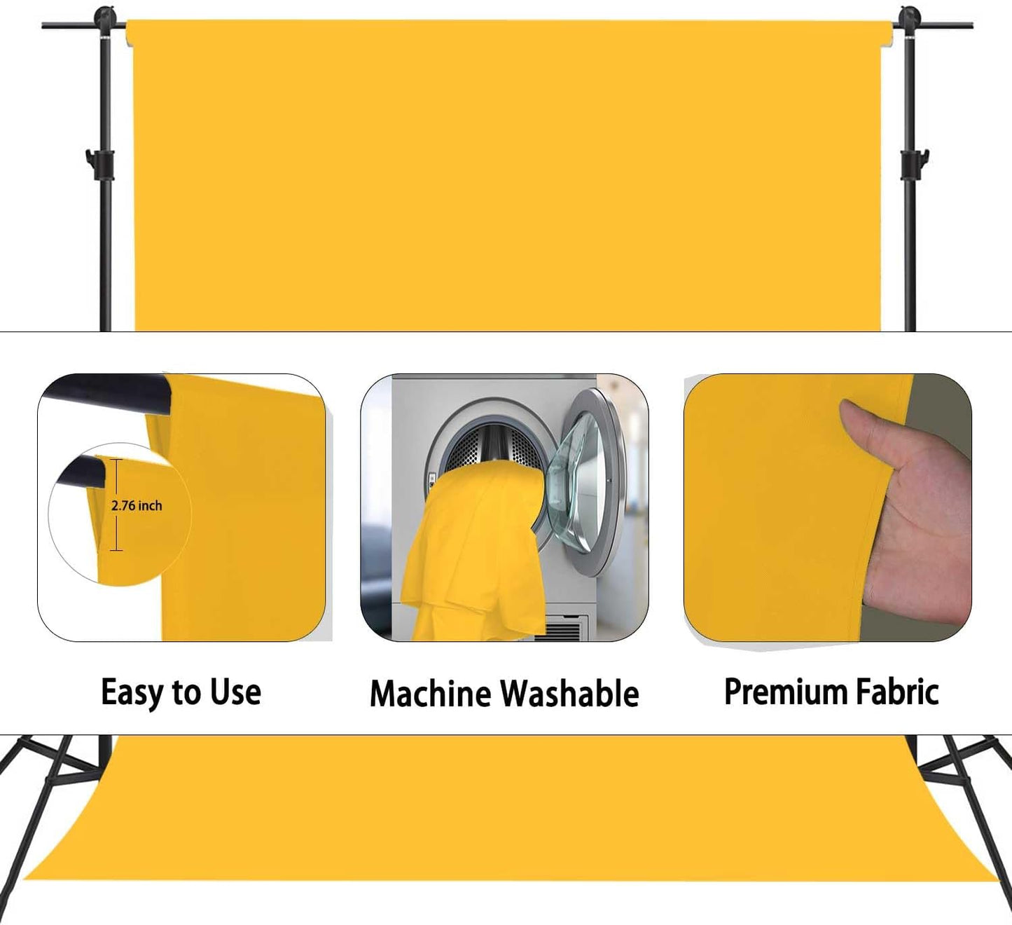 Yellow Photo Backdrop, Photo Booth Portrait Photography Backdrops, Studio Yellow Backdrop for Photoshoot Streaming Video Shooting 10x20ft